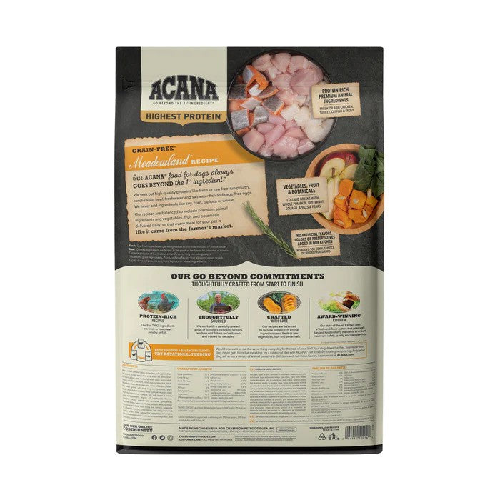 Acana Highest Protein Grain Free Dog Dry Food Meadowland