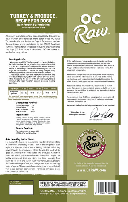 Patties Frozen Dog Food Turkey & Produce (Copy)