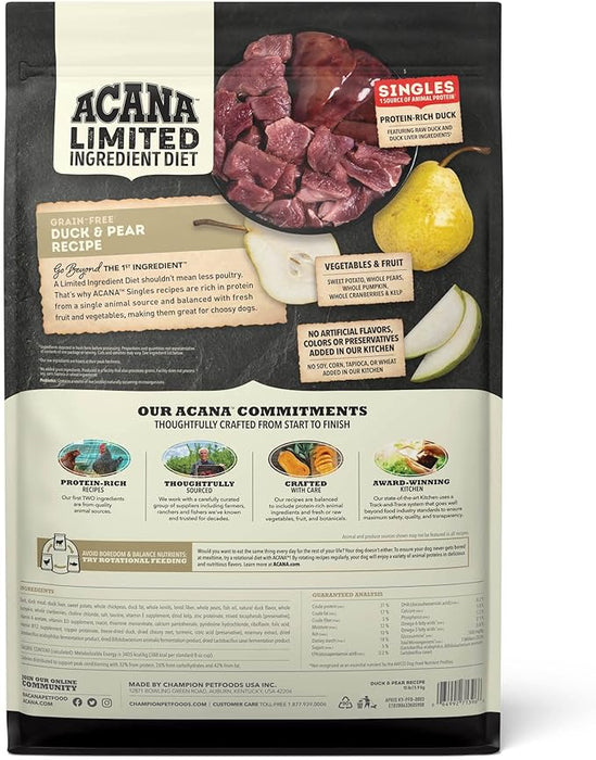 Acana Singles Grain Free Dog Dry Food Duck & Pear