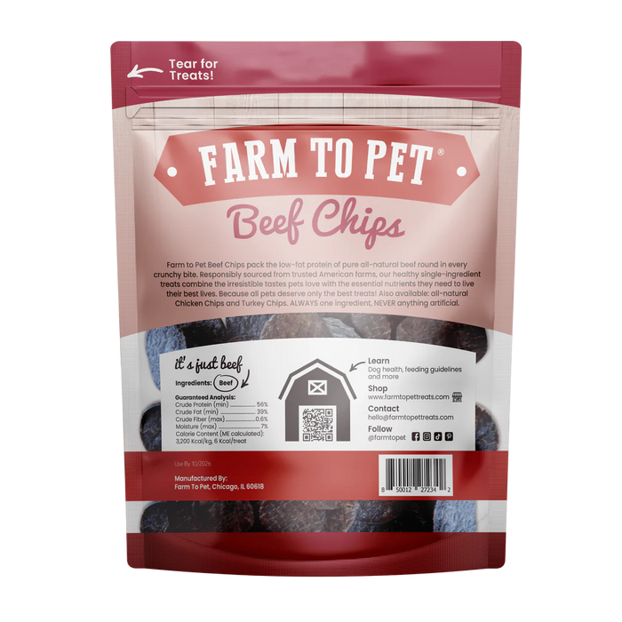 Farm to Pet Treats Beef Chips, 12 oz