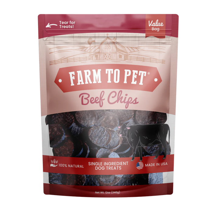 Farm to Pet Treats Beef Chips, 12 oz