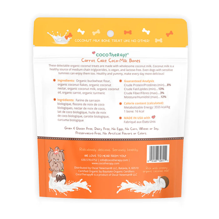 Coco Therapy Coco-Milk Bones Dog Treats Carrot Cake