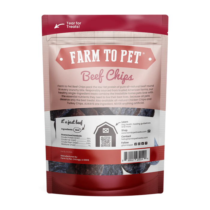 Farm to Pet Treats Beef Chips, 4 oz