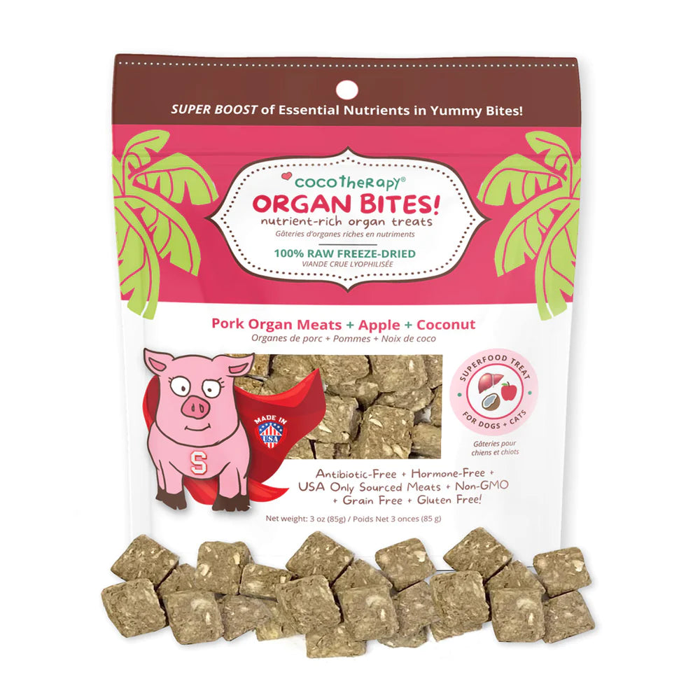 Coco Therapy Organ Bites Dog Treats Pork & Apples