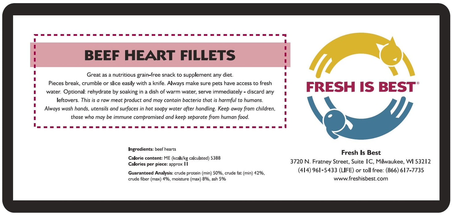Fresh is Best Treats, Beef, Heart Fillets, 3.5oz