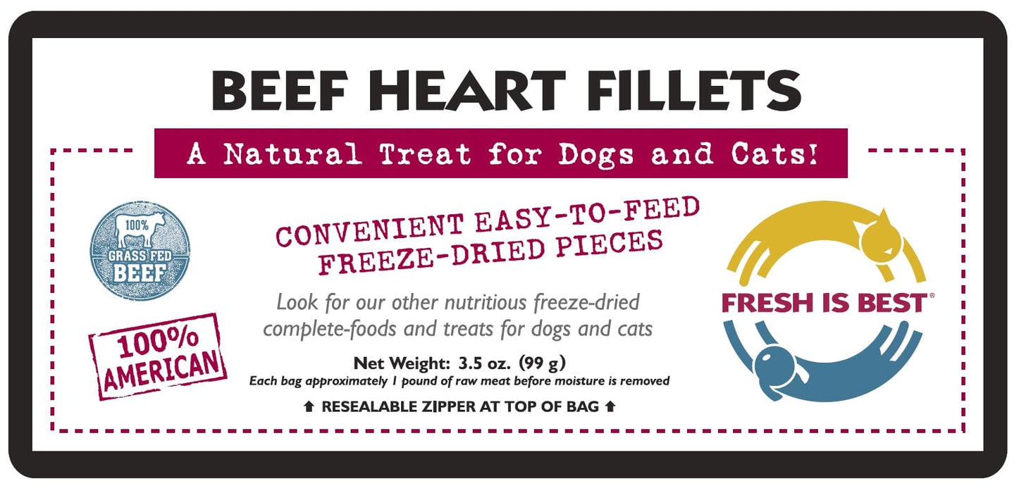 Fresh is Best Treats, Beef, Heart Fillets, 3.5oz