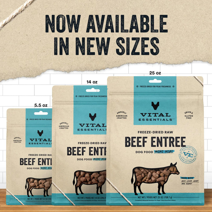 Vital Essentials Dog Freeze Dried Food Beef Mini Nibs