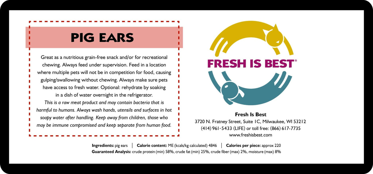 Fresh is Best Freeze Dried Treats, Pig Ears 14oz