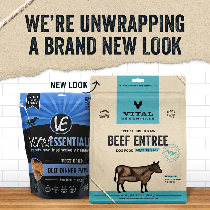 Vital Essentials Dog Freeze Dried Food Beef Mini Patties