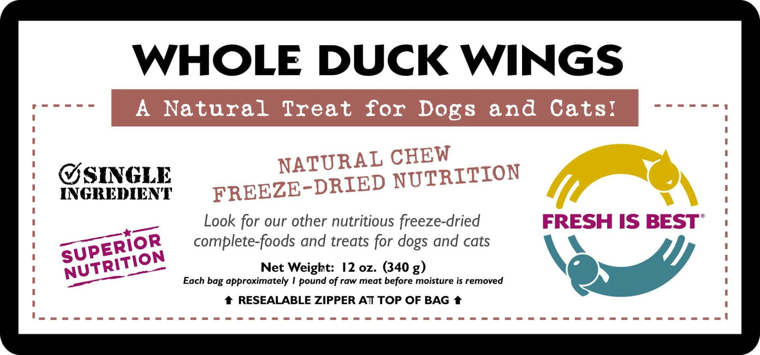 Fresh is Best Freeze Dried Treats, Duck Wings 12oz