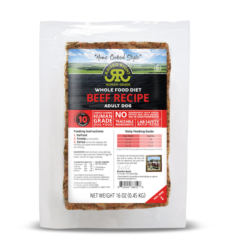 Raised Right Gently Cooked Dog Food Beef