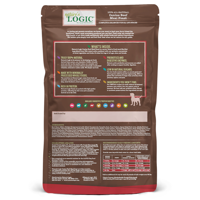 Nature's Logic Original Grains Canine Dry Food Beef Meal Feast