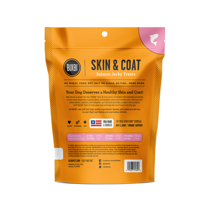 Bixbi Jerky Dog Treats Skin & Coat Salmon