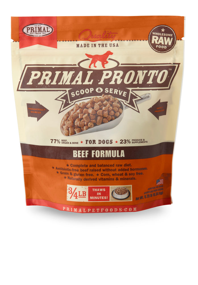 Primal Dog Frozen Raw Food Pronto Bites Beef