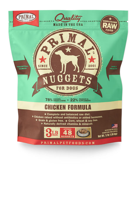 Primal Dog Frozen Raw Food Nuggets Chicken