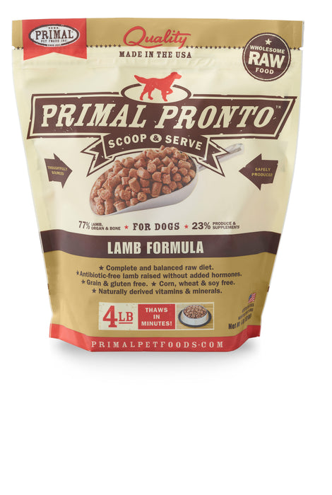 Primal Dog Frozen Raw Food Pronto Bites Lamb