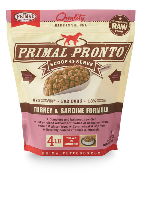 Primal Dog Frozen Raw Food Pronto Bites Turkey & Sardine