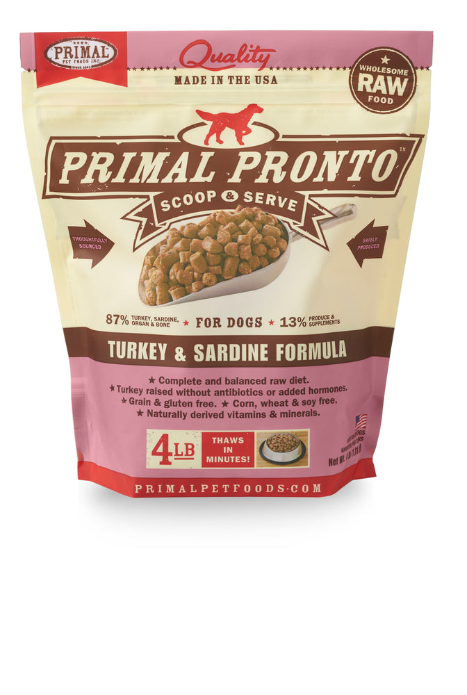 Primal Dog Frozen Raw Food Pronto Bites Turkey & Sardine