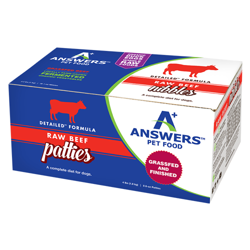 Answers Detailed Dog Frozen Raw Food Patties Beef