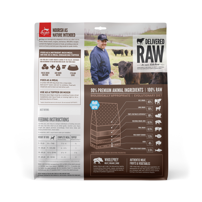 Orijen Dog Freeze Dried Food Regional Red