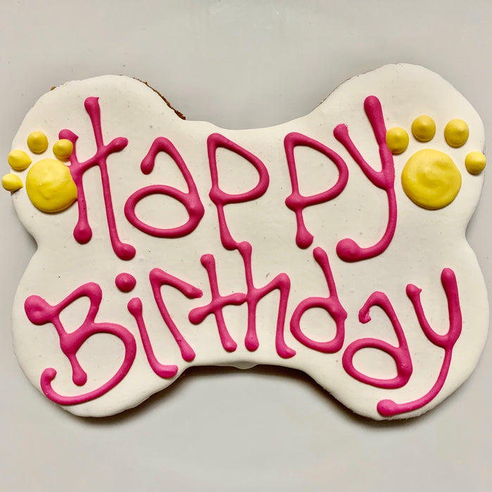 Happy Birthday Bone Shaped Cookie