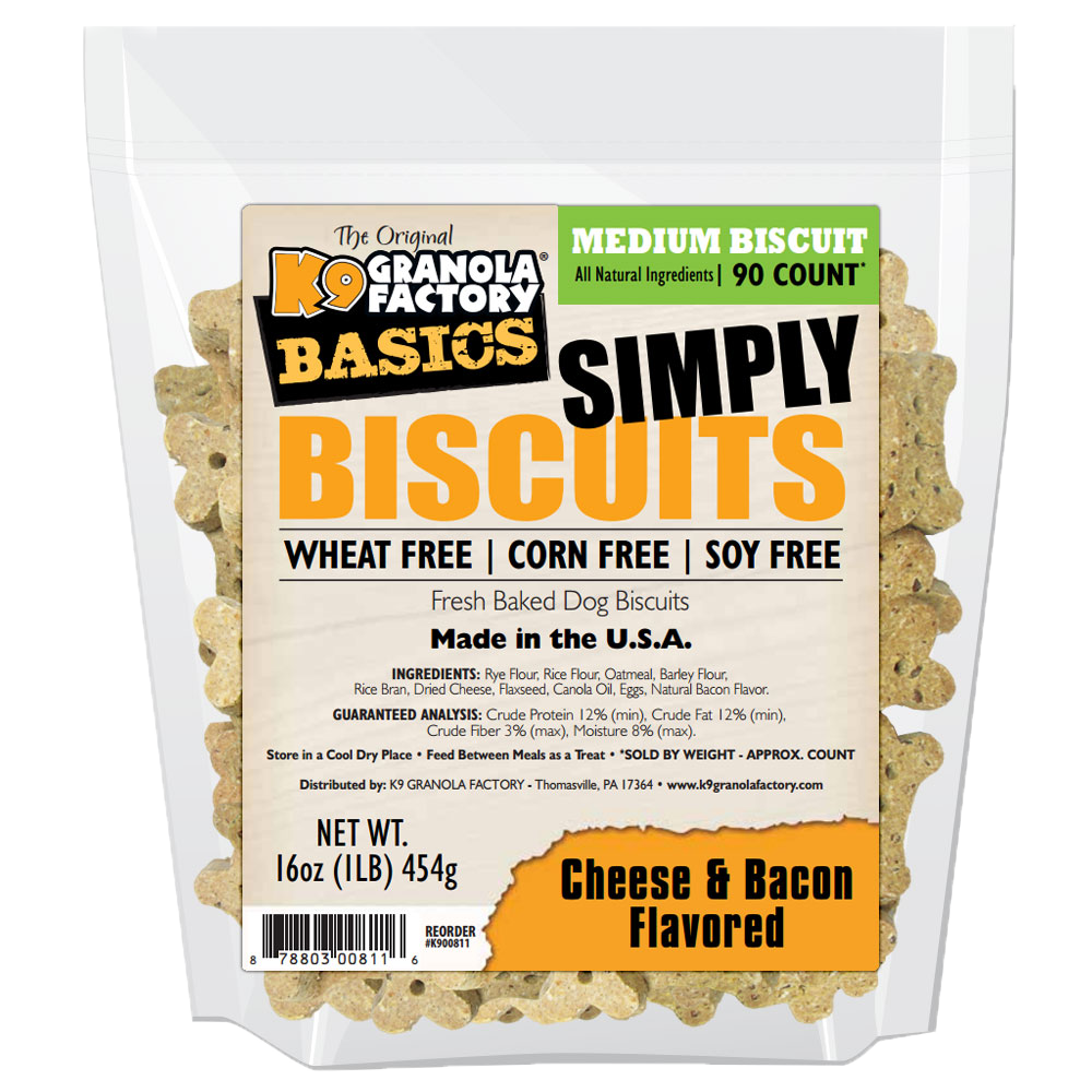 K9 Granola Dog Treats Simply Biscuits Bacon & Cheese Medium Size