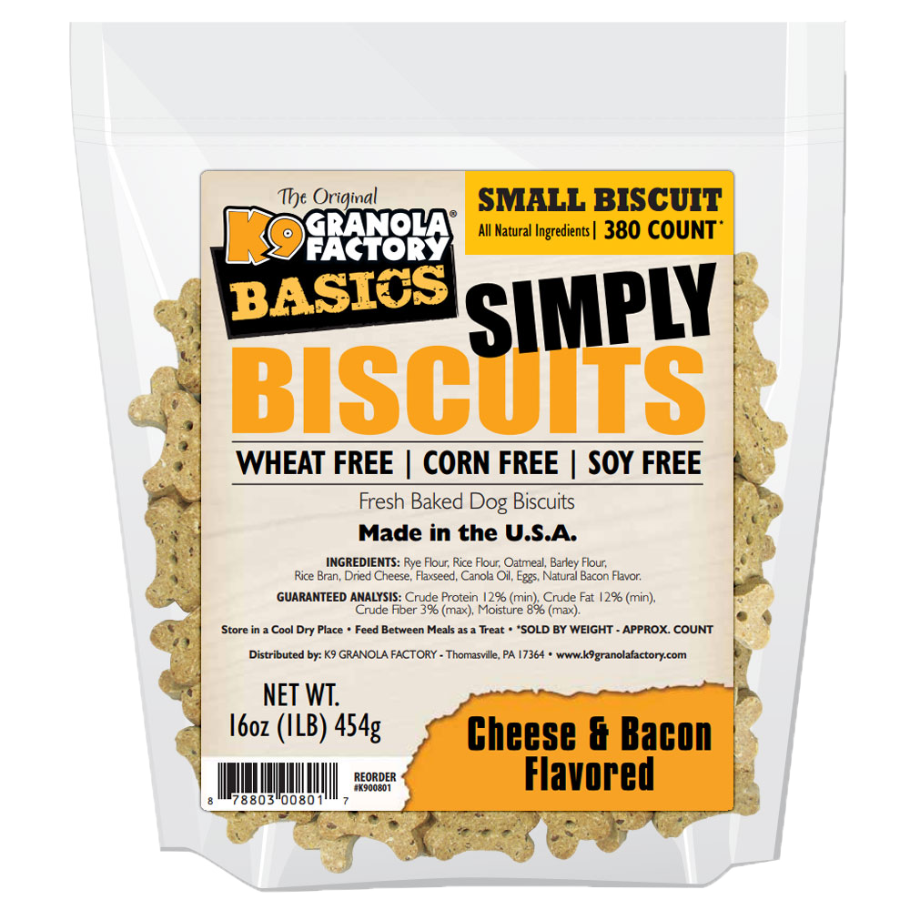K9 Granola Dog Treats Simply Biscuits Bacon & Cheese Small Size