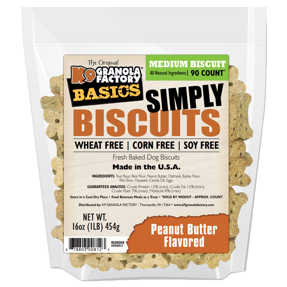 K9 Granola Dog Treats Simply Biscuits Peanut Butter Medium Size