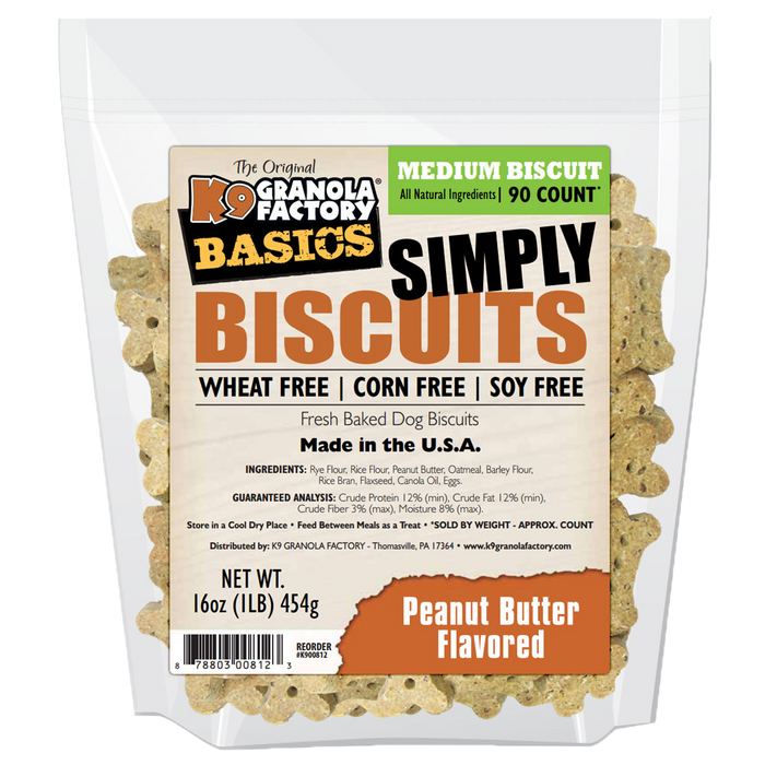 K9 Granola Dog Treats Simply Biscuits Peanut Butter Medium Size