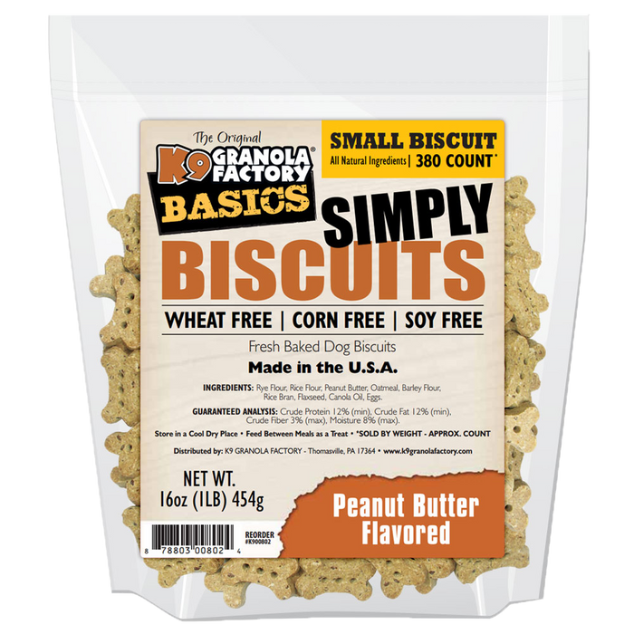 K9 Granola Dog Treats Simply Biscuits Peanut Butter Small Size