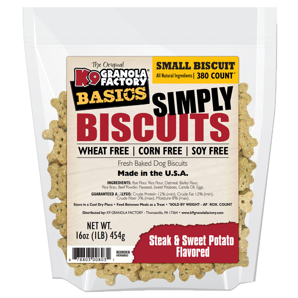 K9 Granola Dog Treats Simply Biscuits Steak & Potato Small Size
