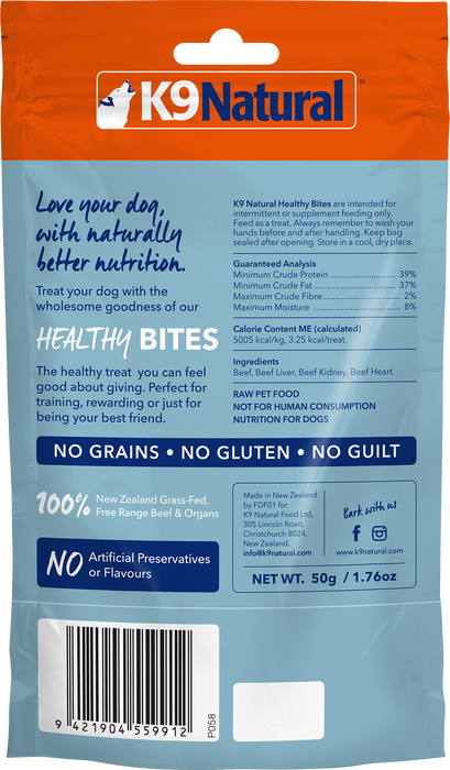 K9 Natural Dog Freeze Dried Healthy Bites Treats Beef