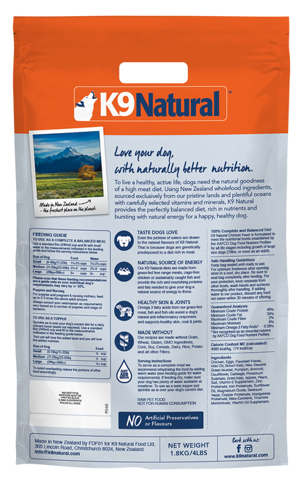 K9 Natural Dog Freeze Dried Food Chicken Feast