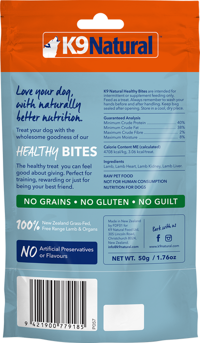 K9 Natural Dog Freeze Dried Healthy Bites Treats Lamb