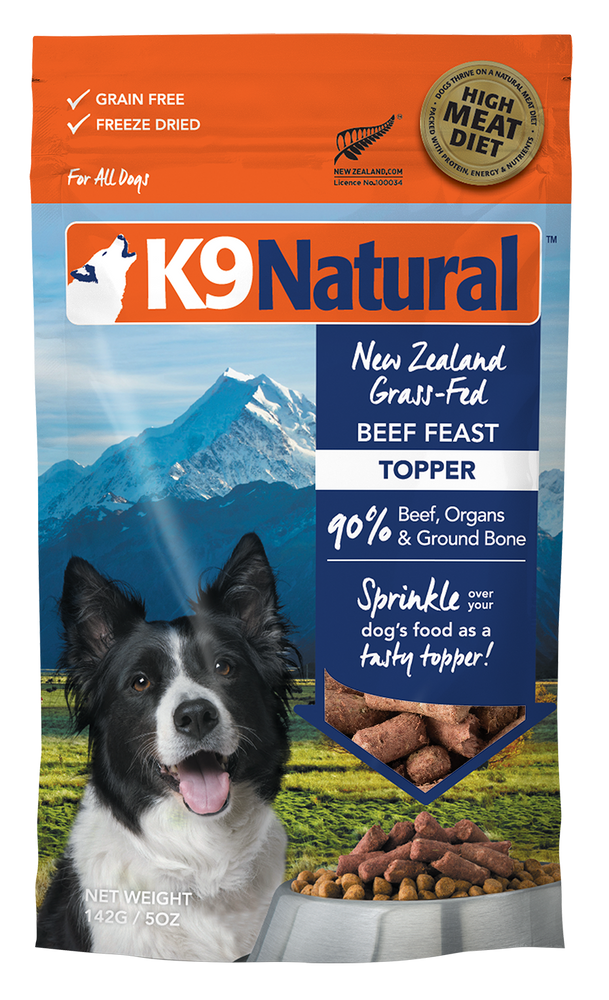 K9 Natural Dog Freeze Dried Food Beef Topper, 5oz