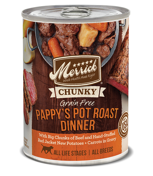 Merrick Classic Grain Free Dog Can Food Chunky Pappy Pot Roast