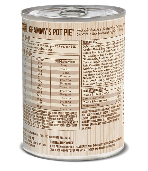 Merrick Classic Grain Free Dog Can Food Grammy's Pot Pie