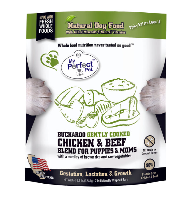 My Perfect Pet Dog Frozen Gently Cooked Food Buckaroo Chicken & Beef Puppy
