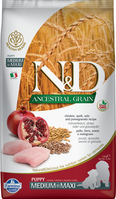 Farmina N&D Ancestral Grains Dog Dry Food Chicken & Pomegranate Med/Maxi Puppy