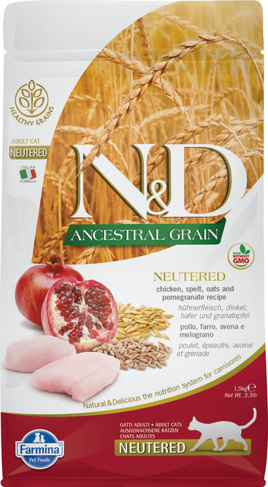 Farmina N&D Ancestral Grains Cat Dry Food Chicken & Pomegranate Neutered