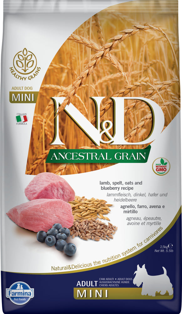 Farmina N&D Ancestral Grains Dog Dry Food Lamb & BlueBerry Mini