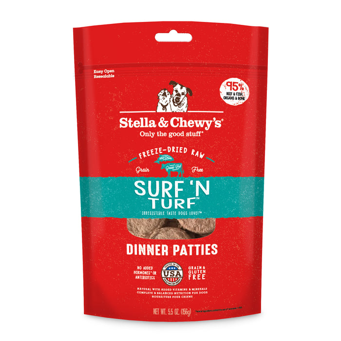 Stella & Chewy's Dog Freeze Dried Food Dinner Patties Surf & Turf