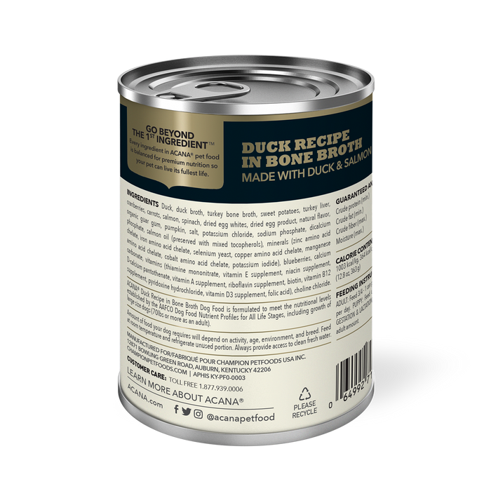 Acana Grain Free Dog Can Food Premium Chunks Duck Recipe