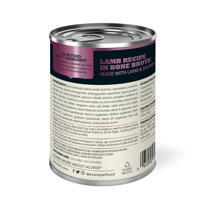 Acana Grain Free Dog Can Food Premium Chunks Lamb Recipe