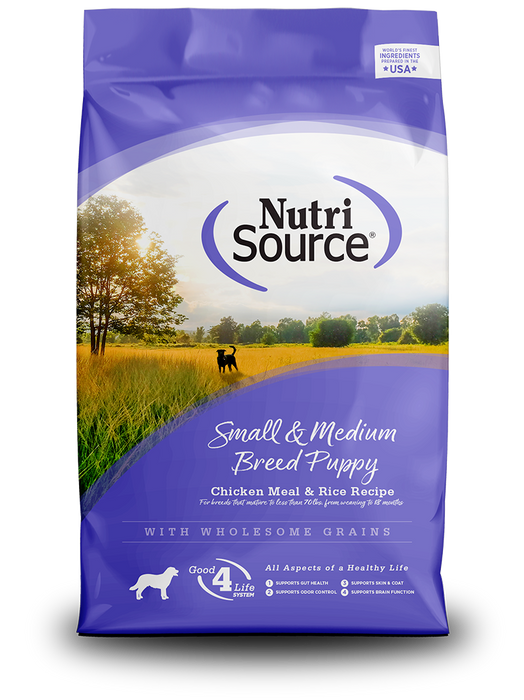 NutriSource Dog Grains Dry Food Chicken & Rice, Puppy, Small/Medium Breed
