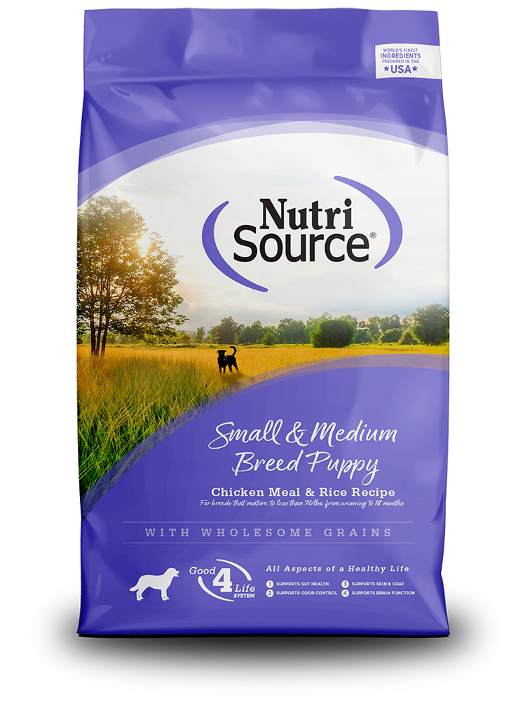 NutriSource Dog Grains Dry Food Chicken & Rice, Puppy, Small/Medium Breed