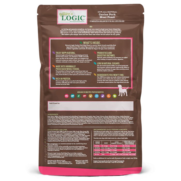 Nature's Logic Original Grains Canine Dry Food Pork Meal Feast