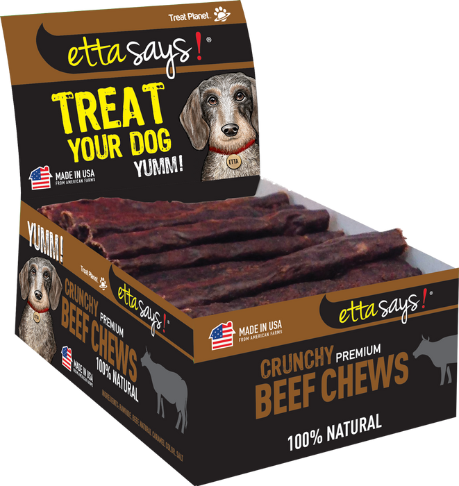 Etta Says Dog Crunchy Jerky Chew Beef, 4" 36ct Box