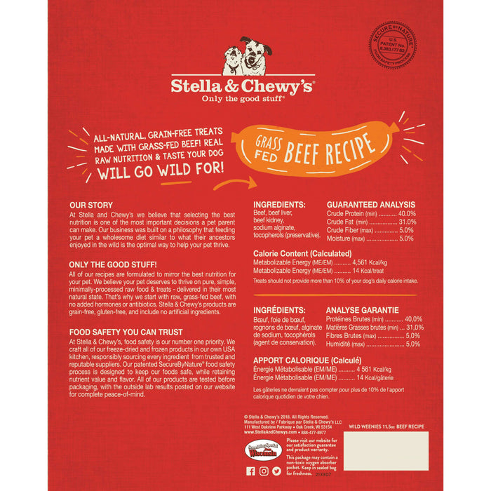 Stella & Chewy's Dog Treats Freeze Dried Wild Weenies Beef Recipe