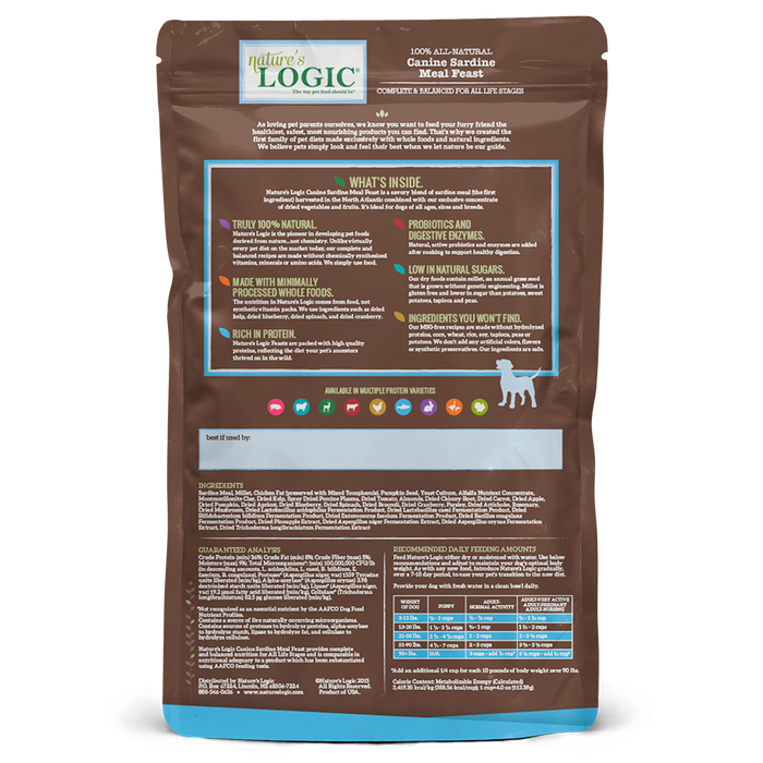 Nature's Logic Original Grains Canine Dry Food Sardines Meal Feast